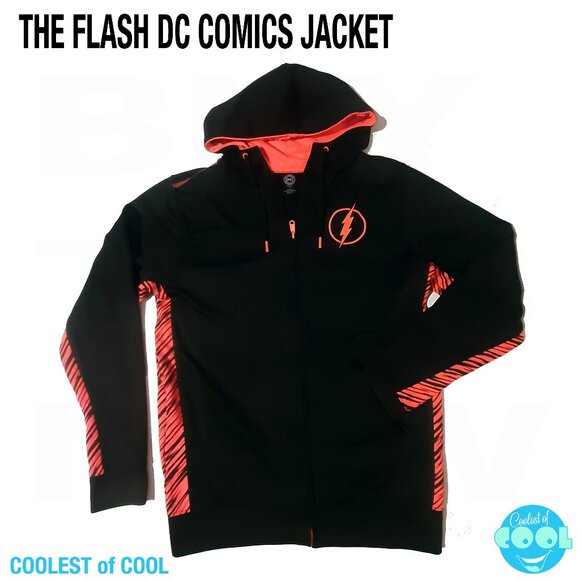 THE FLASH Logo DC Comics originals hooded zip up jacket s medium Superman Batman - Picture 1 of 7